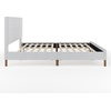 image:imageMartha Stewart Britta Platform Bed with Headboard amp Footboard Faux Linen Upholstery with Piping Detail Rounded Headboard No Box Spring Needed Full GrayGray FabricWalnut Legs