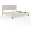 image:imageMartha Stewart Britta Platform Bed with Headboard amp Footboard Faux Linen Upholstery with Piping Detail Rounded Headboard No Box Spring Needed Full GrayBeige FabricWalnut Legs