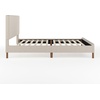 image:imageMartha Stewart Britta Platform Bed with Headboard amp Footboard Faux Linen Upholstery with Piping Detail Rounded Headboard No Box Spring Needed Full GrayBeige FabricWalnut Legs