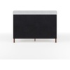 image:imageMartha Stewart Britta Platform Bed with Headboard amp Footboard Faux Linen Upholstery with Piping Detail Rounded Headboard No Box Spring Needed Full GrayGray FabricWalnut Legs