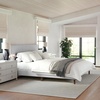 image:imageMartha Stewart Britta Platform Bed with Headboard amp Footboard Faux Linen Upholstery with Piping Detail Rounded Headboard No Box Spring Needed Full GrayGray FabricWalnut Legs