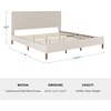 image:imageMartha Stewart Britta Platform Bed with Headboard amp Footboard Faux Linen Upholstery with Piping Detail Rounded Headboard No Box Spring Needed Full GrayBeige FabricWalnut Legs