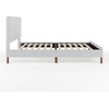 image:imageMartha Stewart Britta Platform Bed with Headboard amp Footboard Faux Linen Upholstery with Piping Detail Rounded Headboard No Box Spring Needed Full GrayGray FabricWalnut Legs