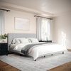 image:imageMartha Stewart Britta Platform Bed with Headboard amp Footboard Faux Linen Upholstery with Piping Detail Rounded Headboard No Box Spring Needed Full GrayGray FabricWalnut Legs