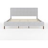 image:imageMartha Stewart Britta Platform Bed with Headboard amp Footboard Faux Linen Upholstery with Piping Detail Rounded Headboard No Box Spring Needed Full GrayGray FabricWalnut Legs