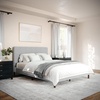 image:imageMartha Stewart Britta Platform Bed with Headboard amp Footboard Faux Linen Upholstery with Piping Detail Rounded Headboard No Box Spring Needed Full GrayGray FabricWalnut Legs