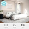 image:imageMartha Stewart Britta Platform Bed with Headboard amp Footboard Faux Linen Upholstery with Piping Detail Rounded Headboard No Box Spring Needed Full GrayBeige FabricWalnut Legs