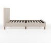 image:imageMartha Stewart Britta Platform Bed with Headboard amp Footboard Faux Linen Upholstery with Piping Detail Rounded Headboard No Box Spring Needed Full GrayBeige FabricWalnut Legs