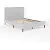 image:imageMartha Stewart Britta Platform Bed with Headboard amp Footboard Faux Linen Upholstery with Piping Detail Rounded Headboard No Box Spring Needed Full GrayGray FabricWalnut Legs