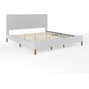 image:imageMartha Stewart Britta Platform Bed with Headboard amp Footboard Faux Linen Upholstery with Piping Detail Rounded Headboard No Box Spring Needed Full GrayGray FabricWalnut Legs