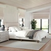 image:imageMartha Stewart Britta Platform Bed with Headboard amp Footboard Faux Linen Upholstery with Piping Detail Rounded Headboard No Box Spring Needed Full GrayBeige FabricWalnut Legs