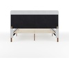 image:imageMartha Stewart Britta Platform Bed with Headboard amp Footboard Faux Linen Upholstery with Piping Detail Rounded Headboard No Box Spring Needed Full GrayGray FabricWalnut Legs