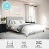 image:imageMartha Stewart Britta Platform Bed with Headboard amp Footboard Faux Linen Upholstery with Piping Detail Rounded Headboard No Box Spring Needed Full GrayGray FabricWalnut Legs