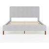 image:imageMartha Stewart Britta Platform Bed with Headboard amp Footboard Faux Linen Upholstery with Piping Detail Rounded Headboard No Box Spring Needed Full GrayGray FabricWalnut Legs