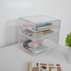 image:imageMartha Stewart Brody 2 Pack Desk Organizers Single Drawer Box and 2 Drawer Box Stackable Plastic Storage for Office Bathroom Countertop Dorm 6 x 75 Clear
