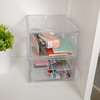 image:imageMartha Stewart Brody 2 Pack Desk Organizers Single Drawer Box and 2 Drawer Box Stackable Plastic Storage for Office Bathroom Countertop Dorm 6 x 75 Clear