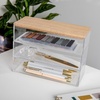 image:imageMartha Stewart Brody Plastic Storage Organizer Bins with Engineered Wood Lids for Home OfficeKitchen orBathroom 3 Pack 2Small1Medium ClearWhiteClearLight Natural