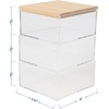 image:imageMartha Stewart Brody Plastic Storage Organizer Bins with Engineered Wood Lids for Home OfficeKitchen orBathroom 3 Pack 2Small1Medium ClearWhiteClearLight Natural