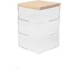 image:imageMartha Stewart Brody Plastic Storage Organizer Bins with Engineered Wood Lids for Home OfficeKitchen orBathroom 3 Pack 2Small1Medium ClearWhiteClearLight Natural