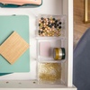 image:imageMartha Stewart Brody Plastic Storage Organizer Bins with Engineered Wood Lids for Home OfficeKitchen orBathroom 3 Pack 2Small1Medium ClearWhiteClearLight Natural