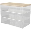 image:imageMartha Stewart Brody Plastic Storage Organizer Bins with Engineered Wood Lids for Home OfficeKitchen orBathroom 3 Pack 2Small1Medium ClearWhiteClearLight Natural