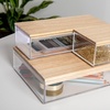 image:imageMartha Stewart Brody Plastic Storage Organizer Bins with Engineered Wood Lids for Home OfficeKitchen orBathroom 3 Pack 2Small1Medium ClearWhiteClearLight Natural