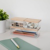 image:imageMartha Stewart Brody Plastic Storage Organizer Bins with Engineered Wood Lids for Home OfficeKitchen orBathroom 3 Pack 2Small1Medium ClearWhiteClearLight Natural