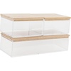 image:imageMartha Stewart Brody Plastic Storage Organizer Bins with Engineered Wood Lids for Home OfficeKitchen orBathroom 3 Pack 2Small1Medium ClearWhiteClearLight Natural