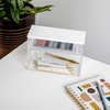 image:imageMartha Stewart Brody Plastic Storage Organizer Bins with Engineered Wood Lids for Home OfficeKitchen orBathroom 3 Pack 2Small1Medium ClearWhiteClearWhite