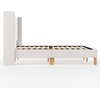 image:imageMartha Stewart Carmy Platform Bed with Tufted Headboard Cushioned Side Rails Faux Linen Upholstery Wood Slat Foundation No Box Spring Needed King WhiteKing