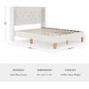 image:imageMartha Stewart Carmy Platform Bed with Tufted Headboard Cushioned Side Rails Faux Linen Upholstery Wood Slat Foundation No Box Spring Needed King WhiteQueen