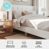 image:imageMartha Stewart Carmy Platform Bed with Tufted Headboard Cushioned Side Rails Faux Linen Upholstery Wood Slat Foundation No Box Spring Needed King WhiteQueen