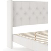 image:imageMartha Stewart Carmy Platform Bed with Tufted Headboard Cushioned Side Rails Faux Linen Upholstery Wood Slat Foundation No Box Spring Needed King WhiteQueen