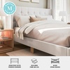 image:imageMartha Stewart Carmy Platform Bed with Tufted Headboard Cushioned Side Rails Faux Linen Upholstery Wood Slat Foundation No Box Spring Needed King WhiteKing