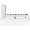 image:imageMartha Stewart Carmy Platform Bed with Tufted Headboard Cushioned Side Rails Faux Linen Upholstery Wood Slat Foundation No Box Spring Needed King WhiteQueen