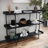 image:imageMartha Stewart Emmett 3 Shelf Bookcase with Vertical Metal Frame Home Office Storage Display Unit 35 H Walnut Wood GrainPolished BrassBlack Wood GrainOil Rubbed Bronze Frame