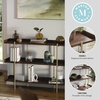 image:imageMartha Stewart Emmett 3 Shelf Bookcase with Vertical Metal Frame Home Office Storage Display Unit 35 H Walnut Wood GrainPolished BrassBlack Wood GrainOil Rubbed Bronze Frame