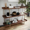 image:imageMartha Stewart Emmett 3 Shelf Bookcase with Vertical Metal Frame Home Office Storage Display Unit 35 H Walnut Wood GrainPolished BrassBlack Wood GrainOil Rubbed Bronze Frame