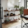 image:imageMartha Stewart Emmett 3 Shelf Bookcase with Vertical Metal Frame Home Office Storage Display Unit 35 H Walnut Wood GrainPolished BrassBlack Wood GrainOil Rubbed Bronze Frame
