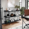 image:imageMartha Stewart Emmett 3 Shelf Bookcase with Vertical Metal Frame Home Office Storage Display Unit 35 H Walnut Wood GrainPolished BrassWalnut Wood GrainPolished Brass Frame