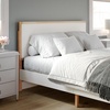 image:imageMartha Stewart Flynn Platform Bed with Headboard Fabric Upholstered Inset Headboard and Base Solid Wood Frame No Box Spring Needed Queen Light BeechSnowQueen
