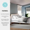 image:imageMartha Stewart Flynn Platform Bed with Headboard Fabric Upholstered Inset Headboard and Base Solid Wood Frame No Box Spring Needed Queen Light BeechSnowKing