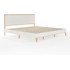 image:imageMartha Stewart Flynn Platform Bed with Headboard Fabric Upholstered Inset Headboard and Base Solid Wood Frame No Box Spring Needed Queen Light BeechSnowKing