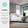 image:imageMartha Stewart Flynn Platform Bed with Headboard Fabric Upholstered Inset Headboard and Base Solid Wood Frame No Box Spring Needed Queen Light BeechSnowQueen