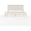 image:imageMartha Stewart Flynn Platform Bed with Headboard Fabric Upholstered Inset Headboard and Base Solid Wood Frame No Box Spring Needed Queen Light BeechSnowQueen