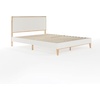 image:imageMartha Stewart Flynn Platform Bed with Headboard Fabric Upholstered Inset Headboard and Base Solid Wood Frame No Box Spring Needed Queen Light BeechSnowQueen