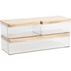 image:imageMartha Stewart Grady Clear Plastic Stackable Storage Boxes with Light Natural Paulownia Wood Lids Set of 3Set of 1 Pack of 2