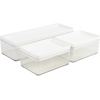 image:imageMartha Stewart Grady Clear Plastic Stackable Storage Boxes with White Plastic Lids Set of 3