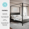 image:imageMartha Stewart Hayes Canopy Platform Bed with Wood Headboard and Footboard Solid Wood Frame No Box Spring Needed Queen Size Dark Gray