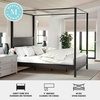 image:imageMartha Stewart Hayes Canopy Platform Bed with Wood Headboard and Footboard Solid Wood Frame No Box Spring Needed Queen Size Dark Gray
